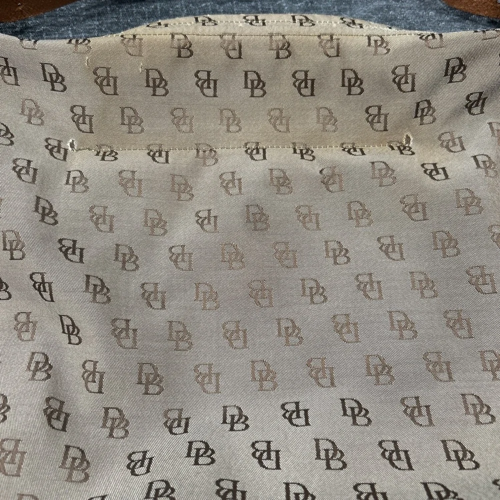 Dooney & Bourke DB Monogram Canvas Hobo Shoulder Bag Brown Leather  Trim‎ Y2K